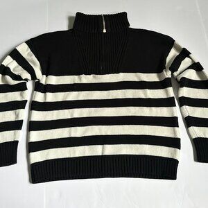 Skies Are Blue Black and White Stripped Sweater Size Small